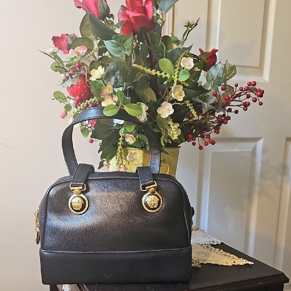 Handbags - Designer GIANNI VERSACE Medusa Couture, Black Leather,  Ladies Purse